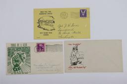 (3) WWII Anti-Hitler Patriotic Postal Covers