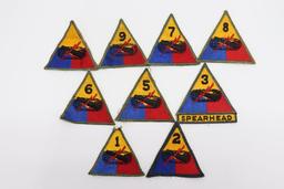 (9) U.S. Army Armored Triangle Patches