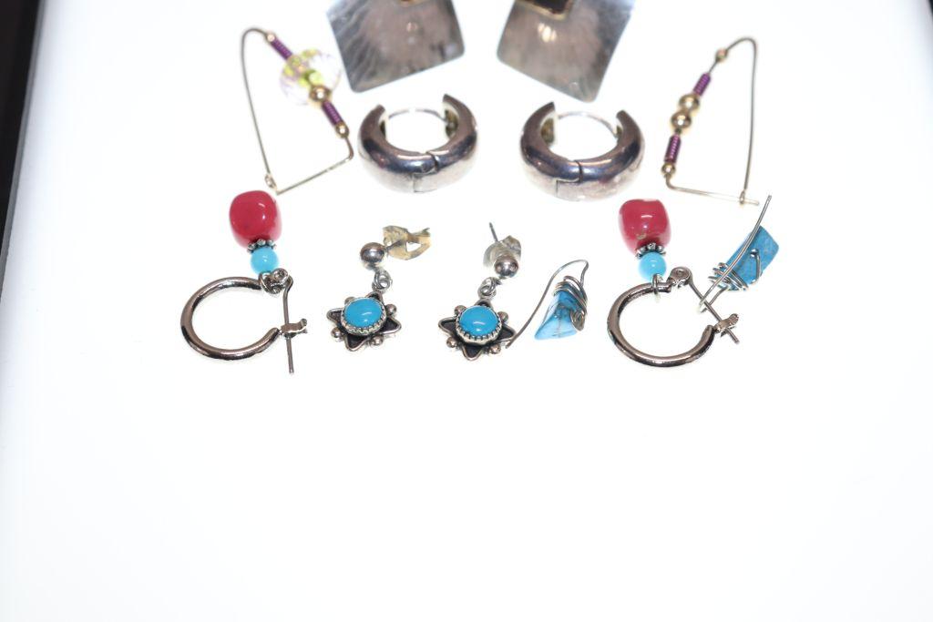 Group of (6) Pairs Silver Earrings