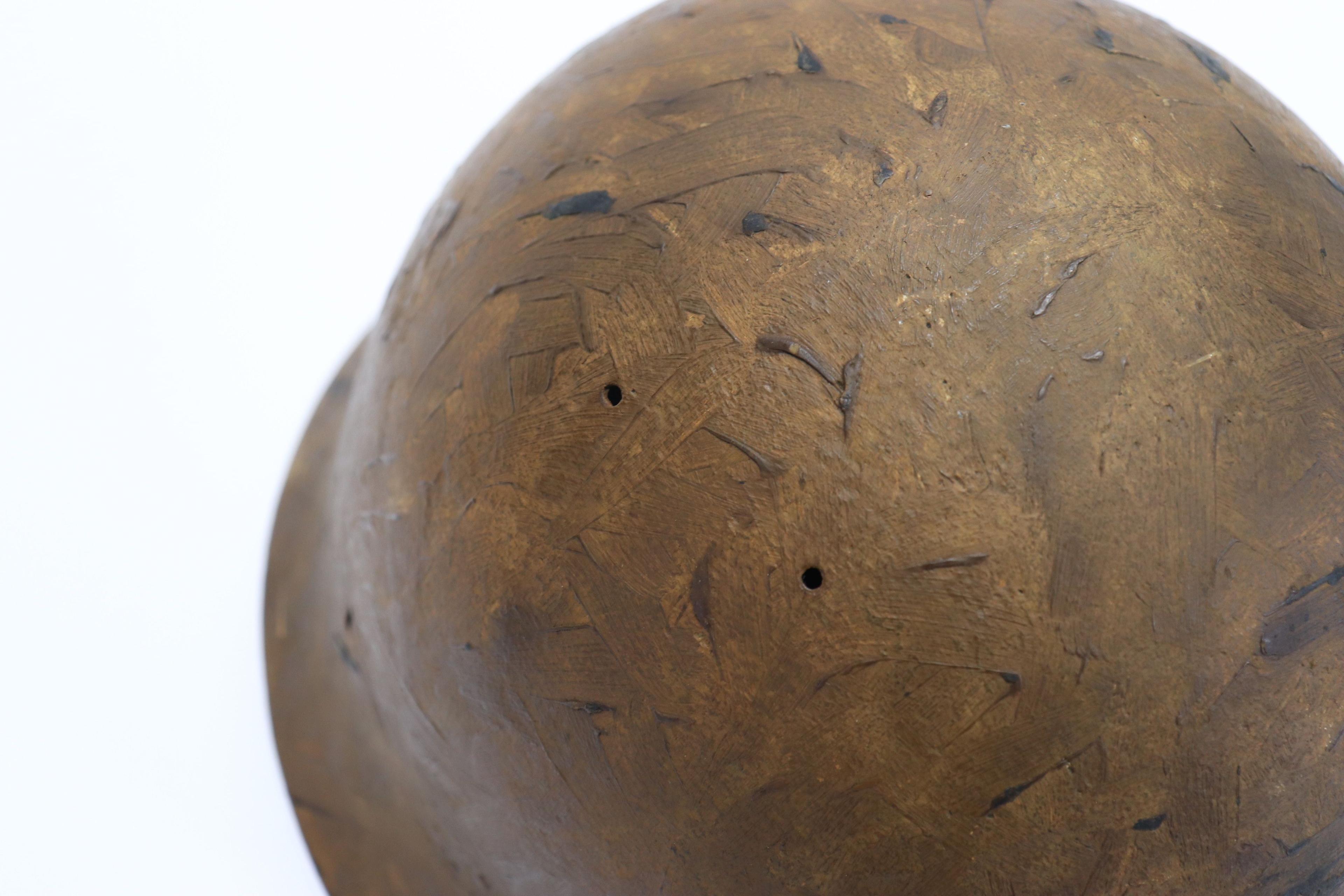 WWII Japanese Helmet Shell with Battle Damage