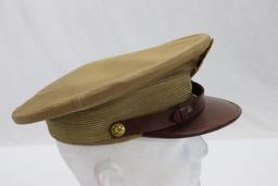 WWII U.S. Army Officer Khaki Visor Hat