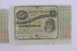 1870's Louisiana/USA $5.00 "Doll" Bonds