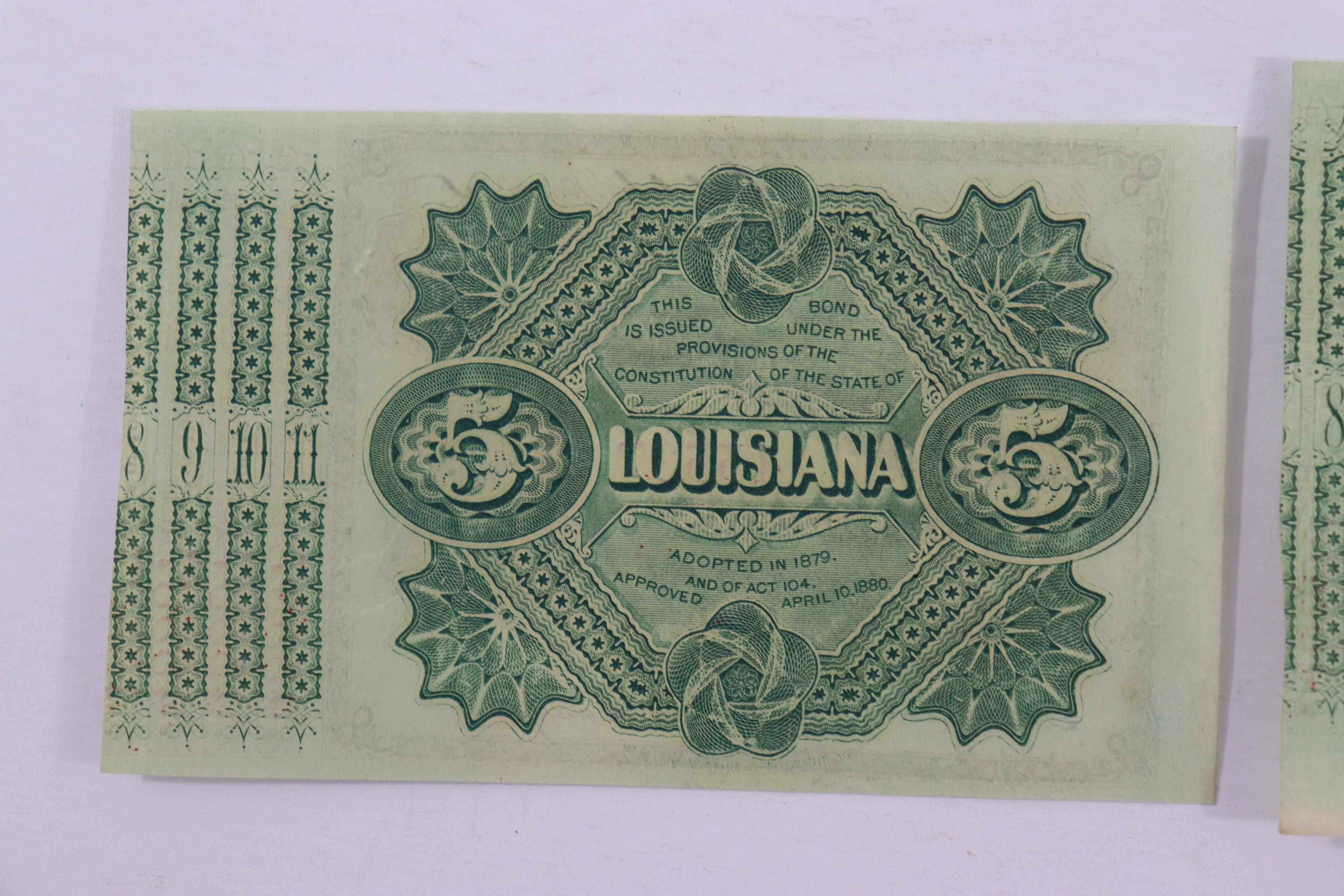 1870's Louisiana/USA $5.00 "Doll" Bonds