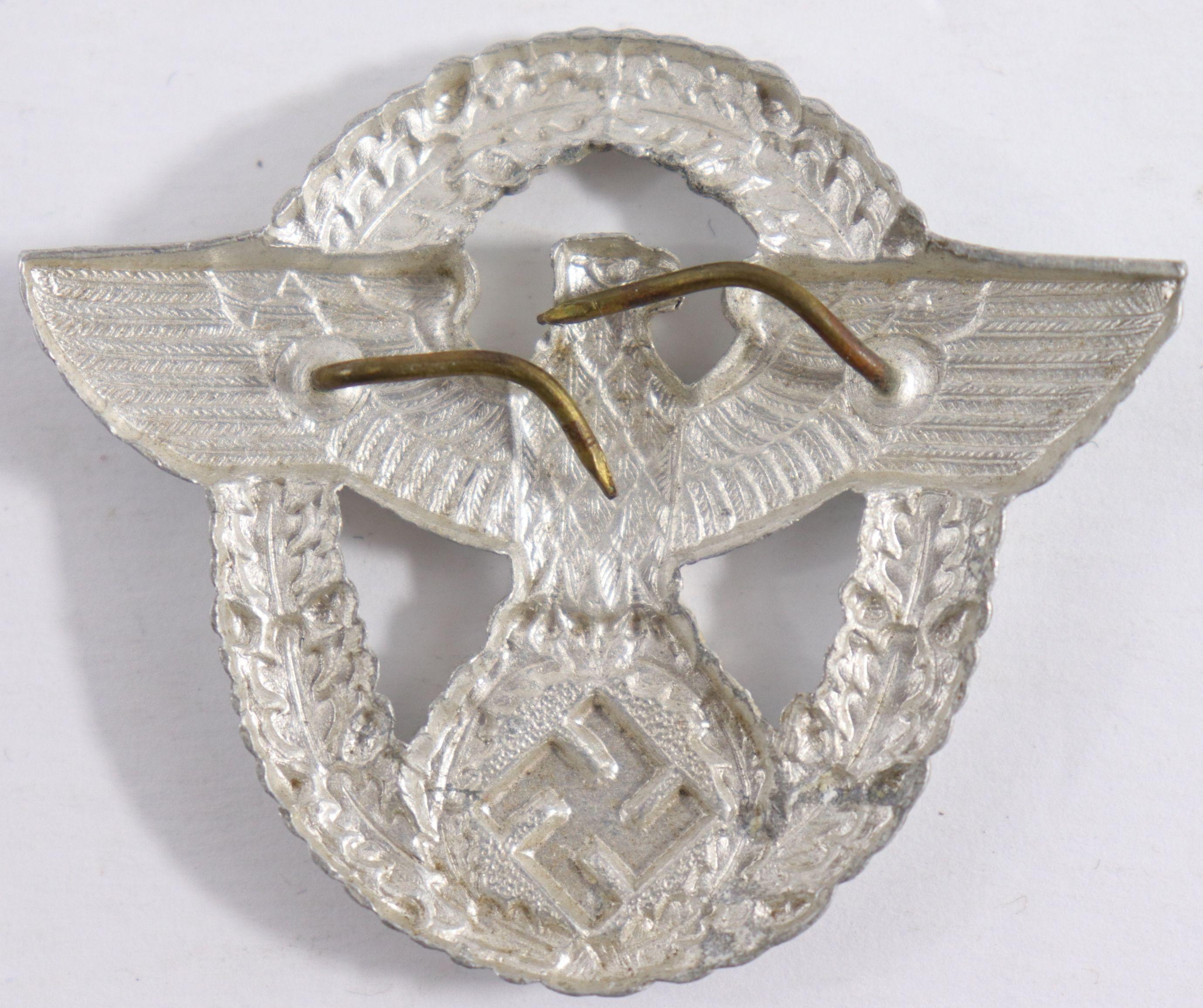 WWII Nazi Metal Police Hat Badge