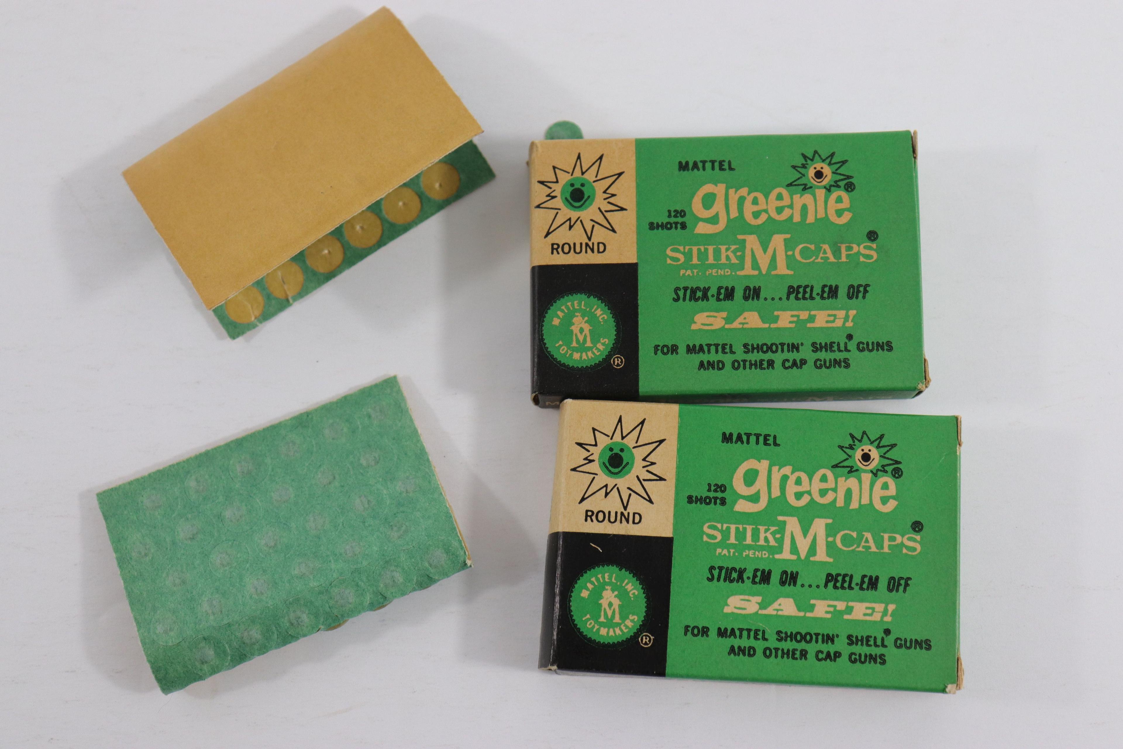 1960's Mattel 'Greenies' Stick-M Cap Boxes