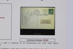 Gary Cooper Signed Postcard w/COA