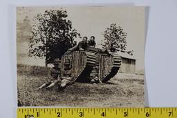 WWI Photo Army Soldiers with Log Tank