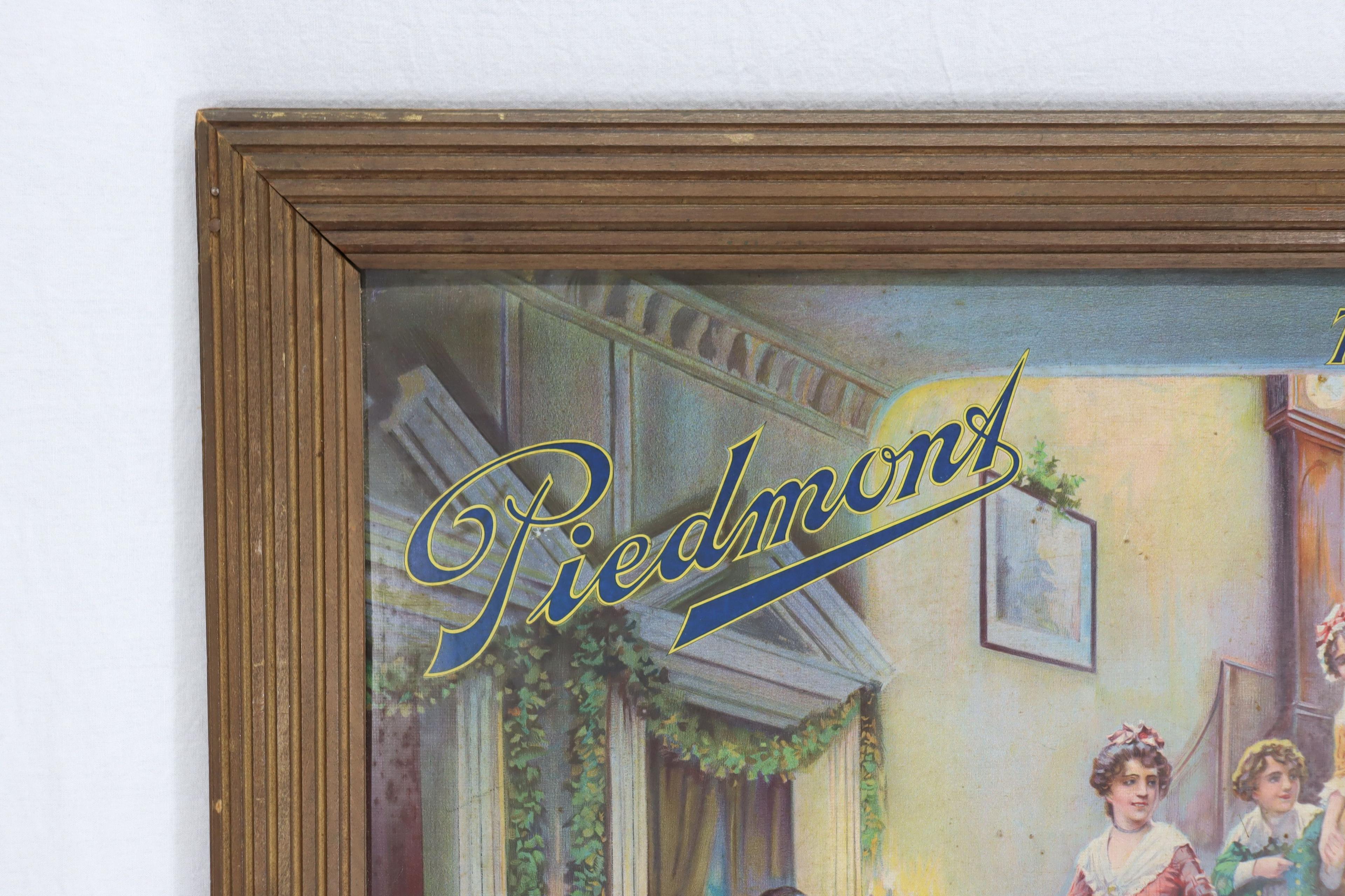 1916 Piedmont Cigarettes Tin Litho Sign