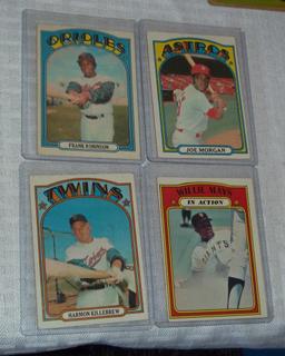 1972 Topps Baseball 4 Card Lot Stars HOF Mays Morgan Robinson Killebrew