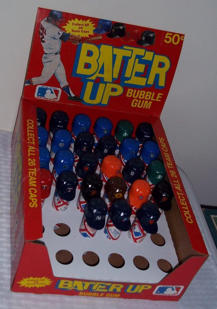 Vintage Batter Up Baseball Candy Dispensers w/ Original Box Clean Gorgeous MLB Caps 1970s Not Edible