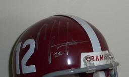 JSA Autographed DUAL Signed Mini Alabama Helmet Coach Nick Saban Mark Ingram Roll Tide Inscription