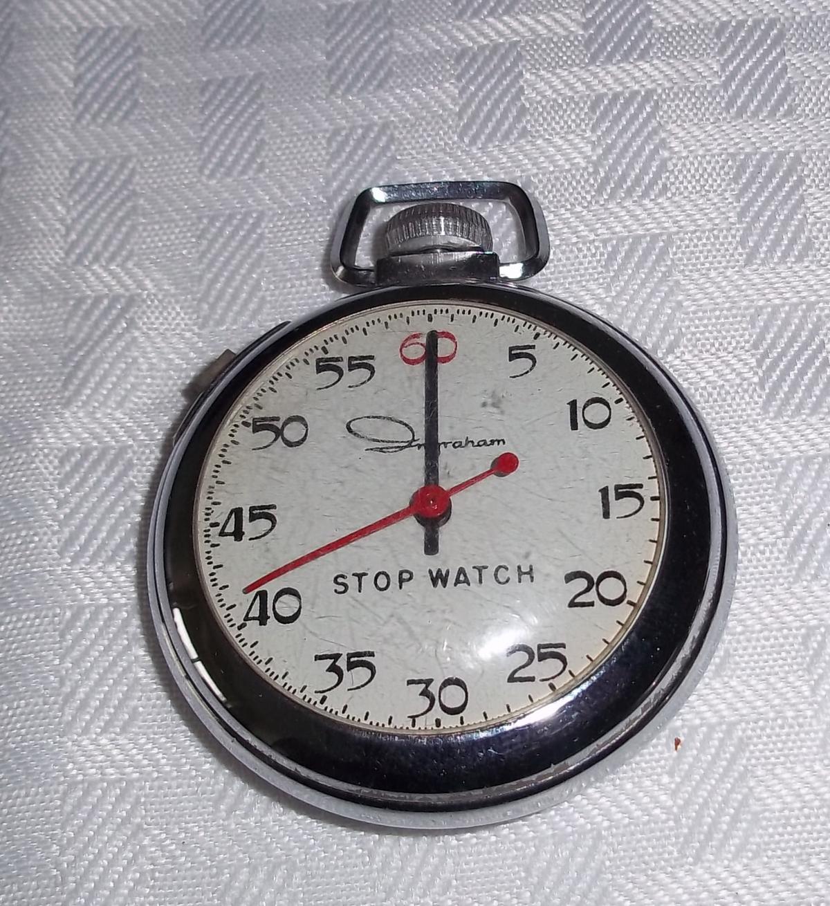 Vintage Ingraham Pocket Stop Watch Old Works Well Nice