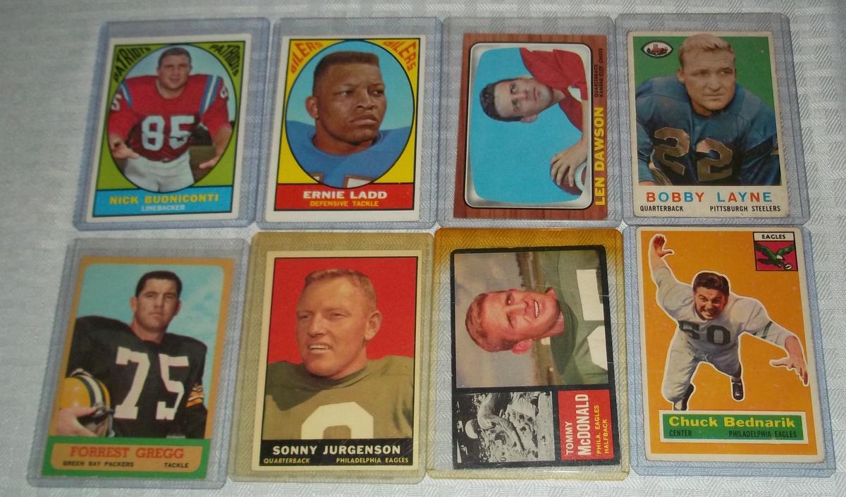 Vintage 1950s 1960s Topps NFL Football Card Lot Bednarik Ladd Gregg Jurgensen Dawson Layne HOF Stars