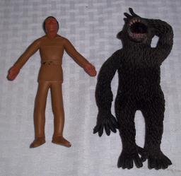 2 Vintage Rubber Bendy Figures Tonto 1968 Wrather Lakeside & Imperial King Kong Gorilla Floppy