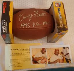 Barry Foster Autographed Signed NFL Official Football Steeltown COA w/ 1992 AFC MVP Inscription