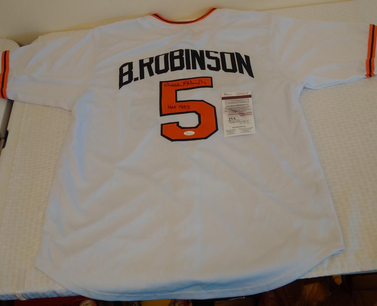 Brooks Robinson Autographed Baseball Signed Jersey Orioles HOF Inscription JSA COA XL