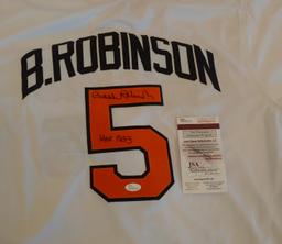 Brooks Robinson Autographed Baseball Signed Jersey Orioles HOF Inscription JSA COA XL