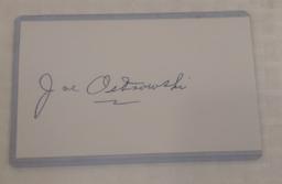 Autographed Signed Index Card PSA COA Baseball Joe Ostrowski Yankees