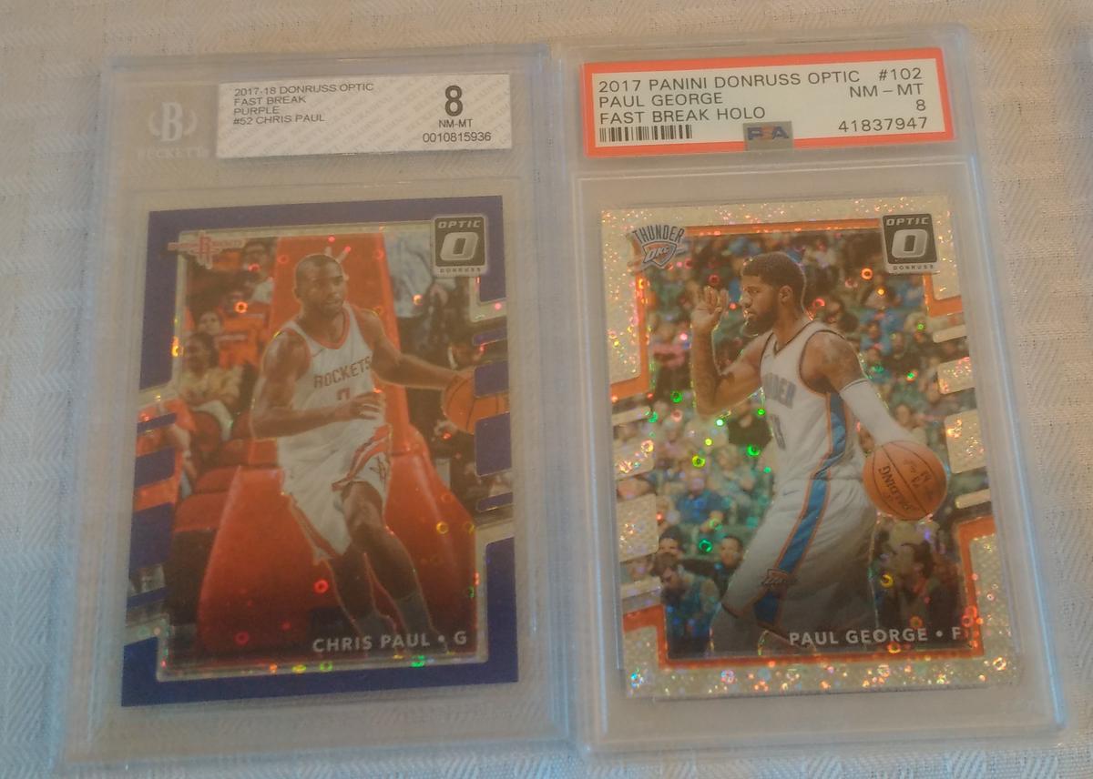 2 NBA Basketball GRADED Card Lot PSA BGS Inserts Chris Paul George Donruss Panini Optic NRMT