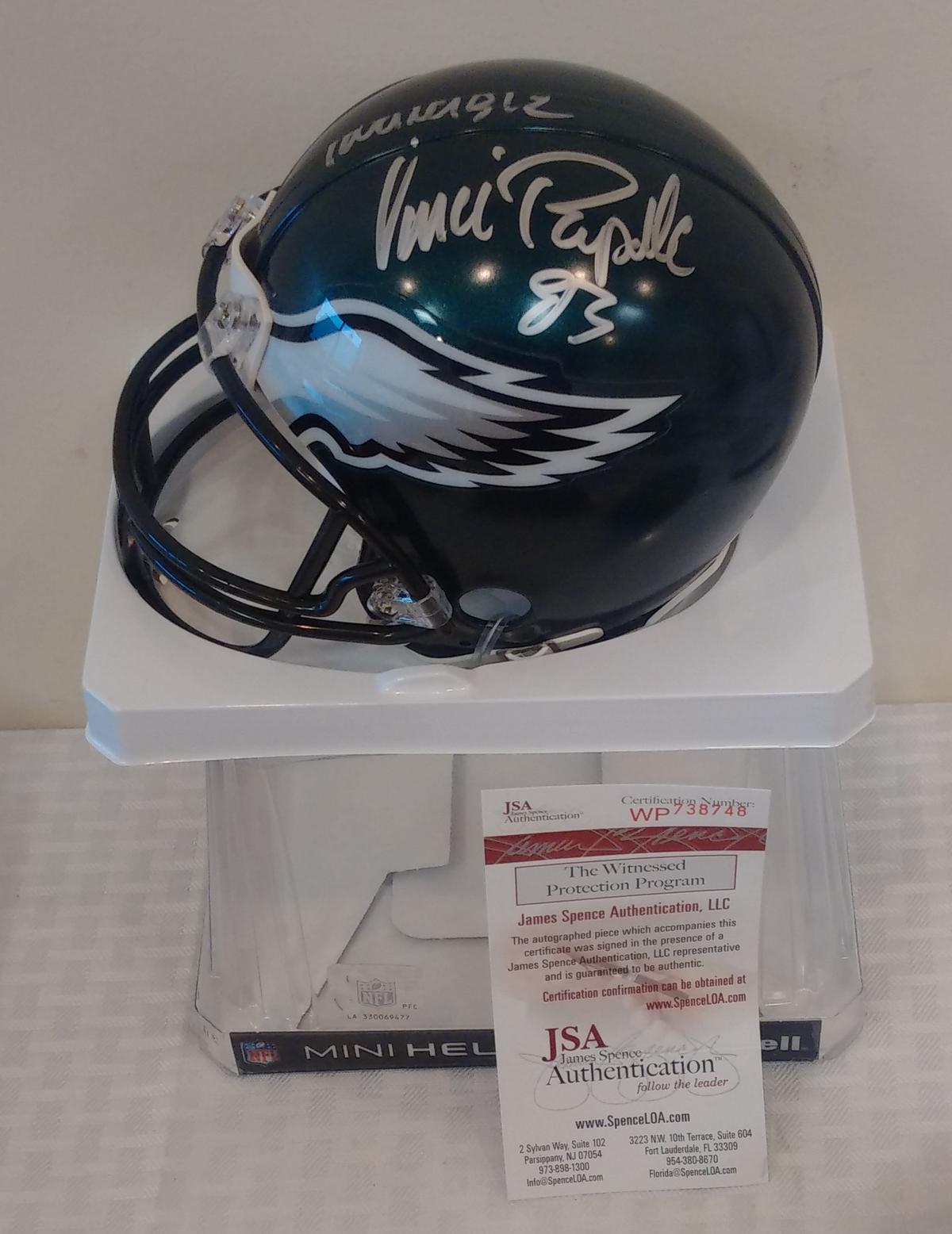 Vince Papale Mini NFL Football Helmet Riddell Eagles JSA COA NFL Invincible