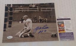 Y.A. Tittle Autographed Signed 8x10 Photo Giants HOF JSA COA HOF 71 Inscription