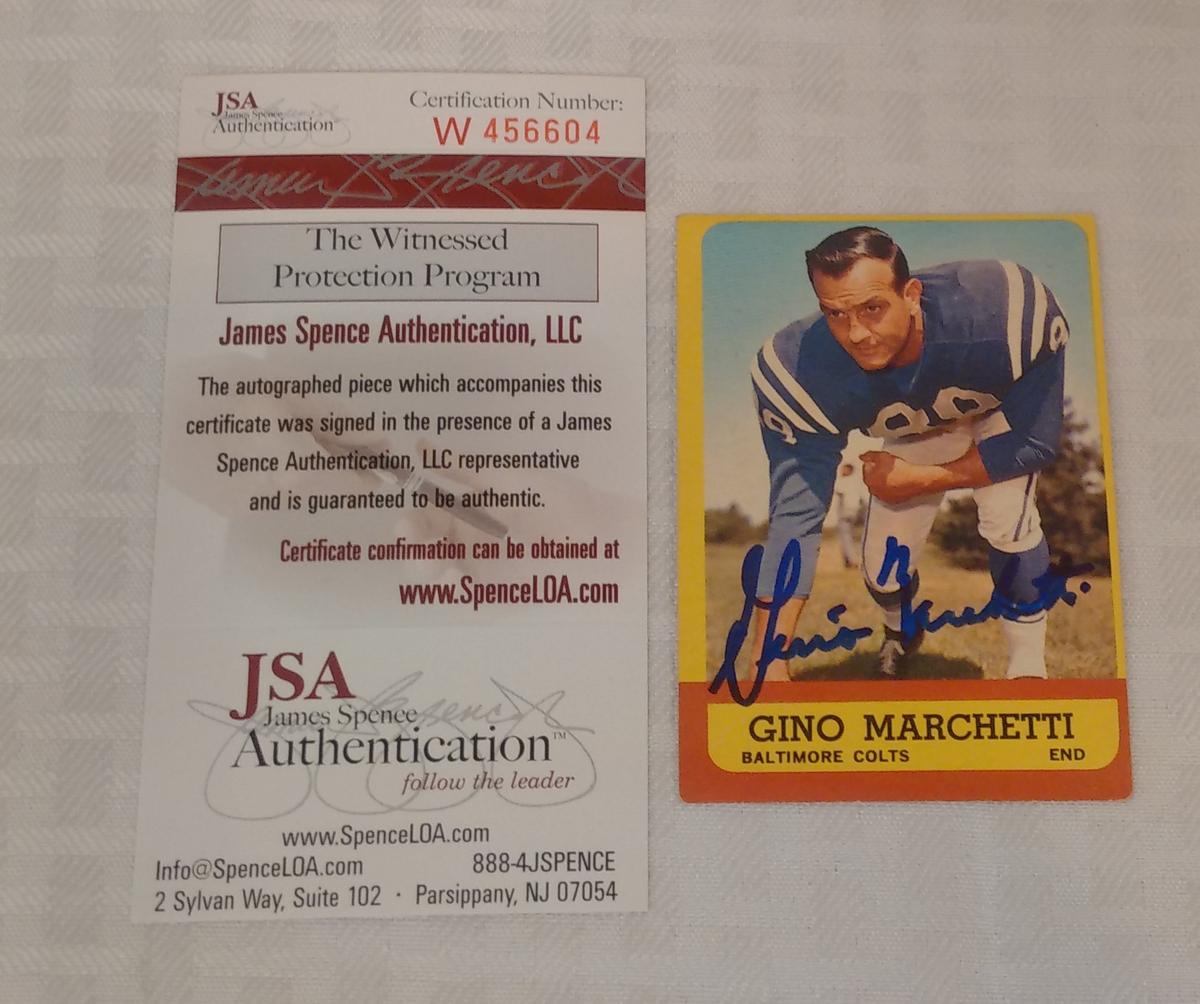 Vintage 1963 Topps NFL Football Gino Marchetti Autographed Signed Card JSA COA Colts