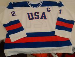 Mike Eruzione Olympic Hockey Custom USA Jersey Signed Autographed JSA COA Miracle On Ice NHL XL