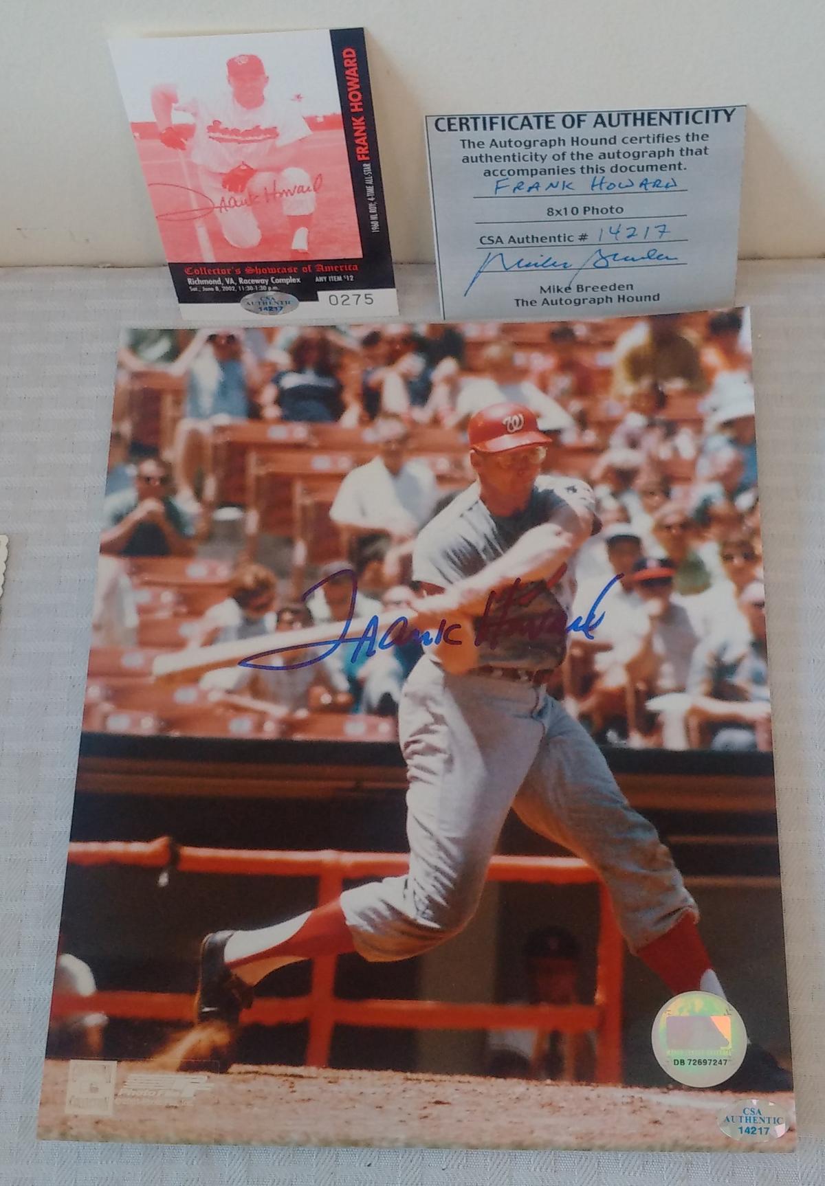 Frank Howard Autographed Signed 8x10 Photo Senators CSA COA MLB Baseball