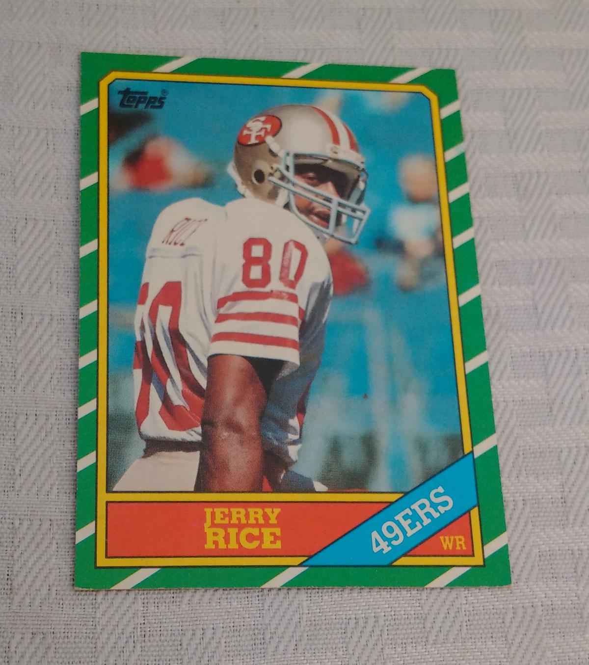 Vintage 1986 Topps NFL Football #161 Rookie Card Jerry Rice RC 49ers HOF Nicely Centered