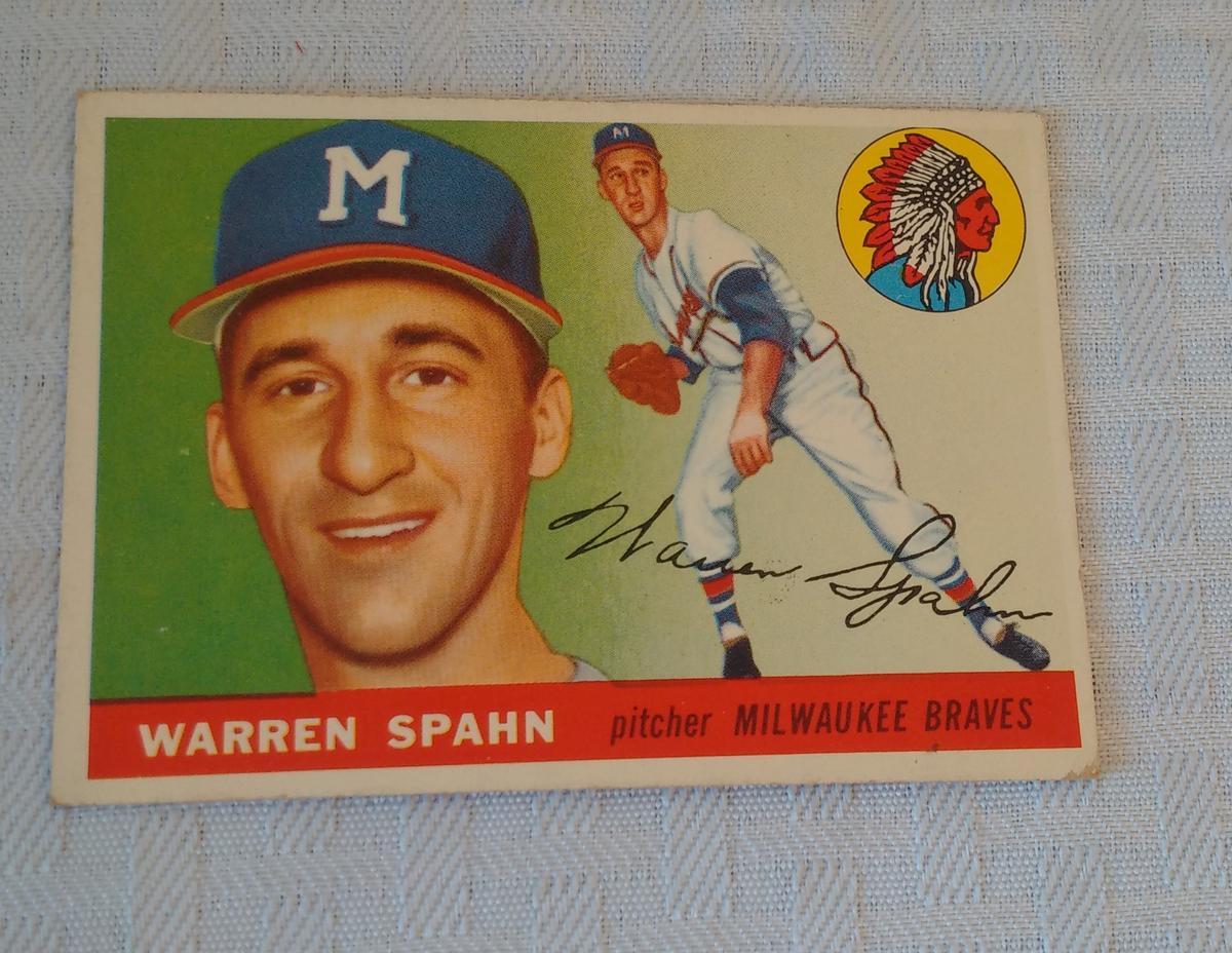 Vintage 1955 Topps Baseball Card #31 Warren Spahn Braves HOF Key Card