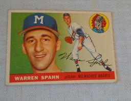 Vintage 1955 Topps Baseball Card #31 Warren Spahn Braves HOF Key Card