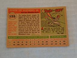 Vintage 1955 Topps Baseball Card #155 Eddie Mathews Braves HOF Key Card