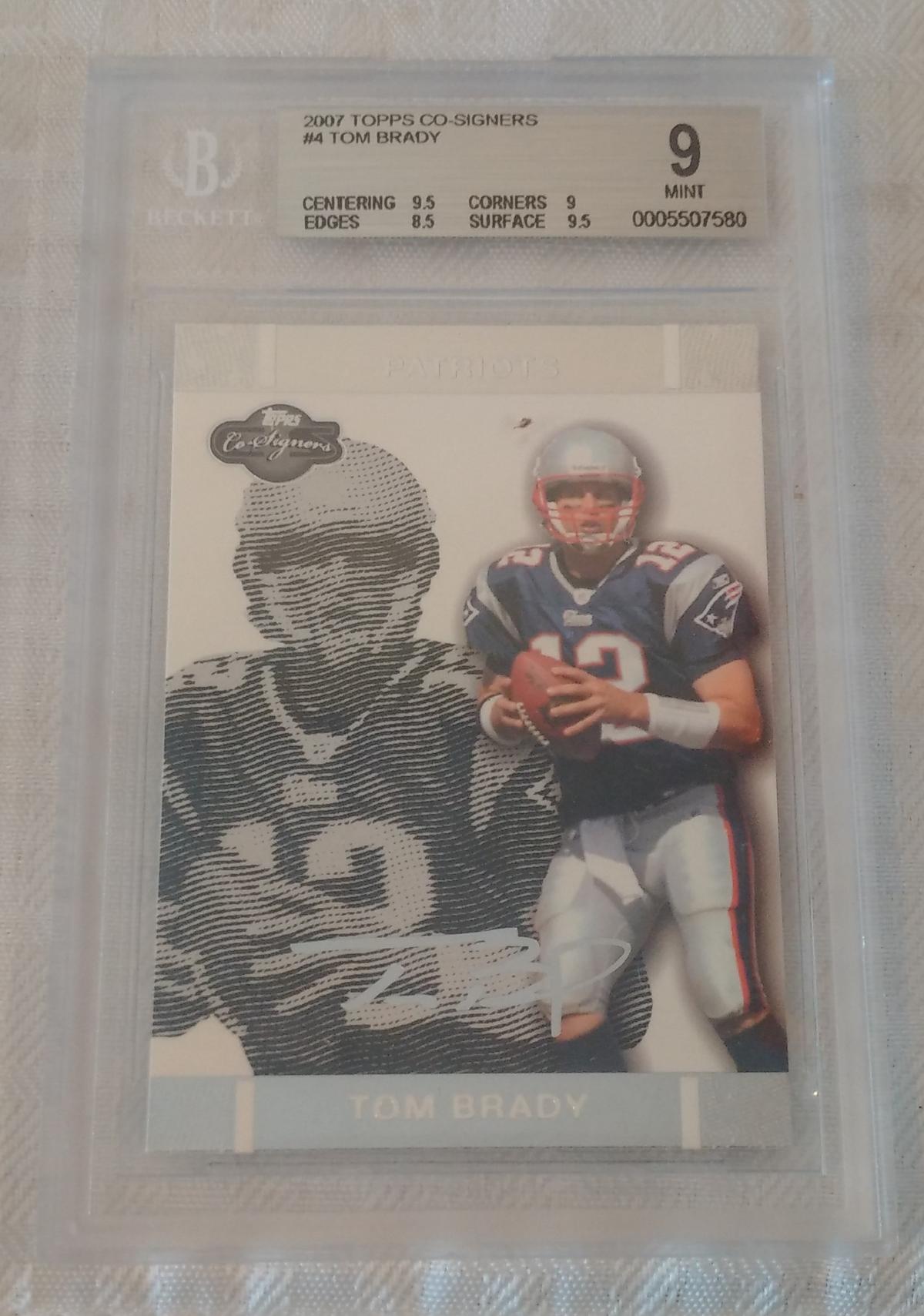 2007 Topps Co-Signors #4 Tom Brady NFL Football Card Patriots BGS GRADED 9 MINT