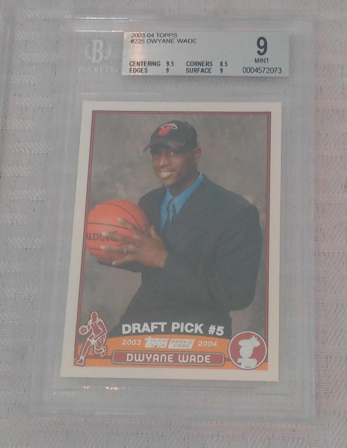 2003-04 Topps NBA Basketball Rookie Card Dwayne Wade BGS Beckett GRADED 9 MINT Heat RC