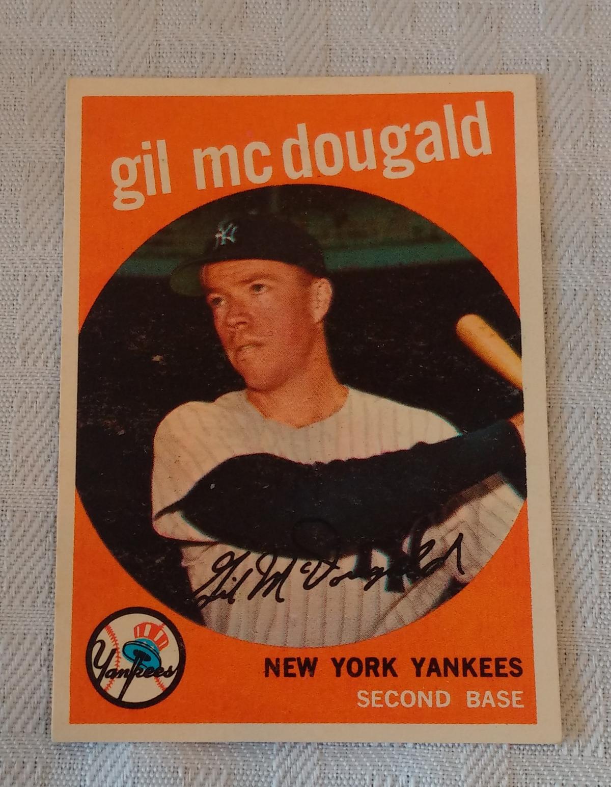 Vintage 1959 Topps Baseball Card #345 Gil McDougald Yankees Overall Solid Grade