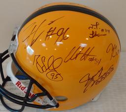 Full Size NFL Football Helmet Steelers Multi Team Signed Autographed JSA 12 Signatures Yellow