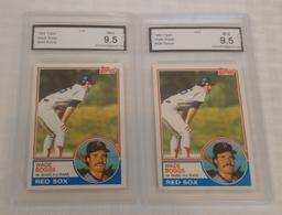 (2) Key Vintage 1983 Topps Baseball Rookie Card RC #498 Wade Boggs Red Sox GRADED 9.5 MINT HOF Nice