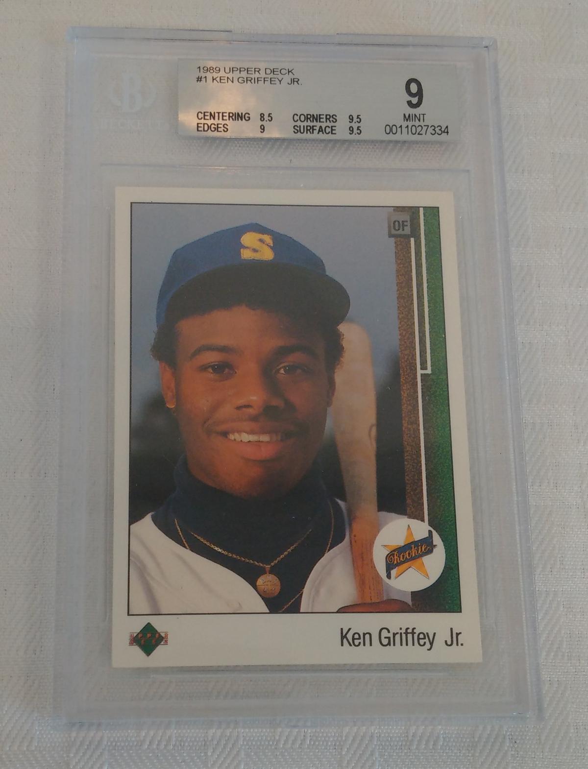 1989 Upper Deck Baseball #1 Ken Griffey Jr Rookie RC Mariners HOF BGS GRADED 9 MINT Key Card