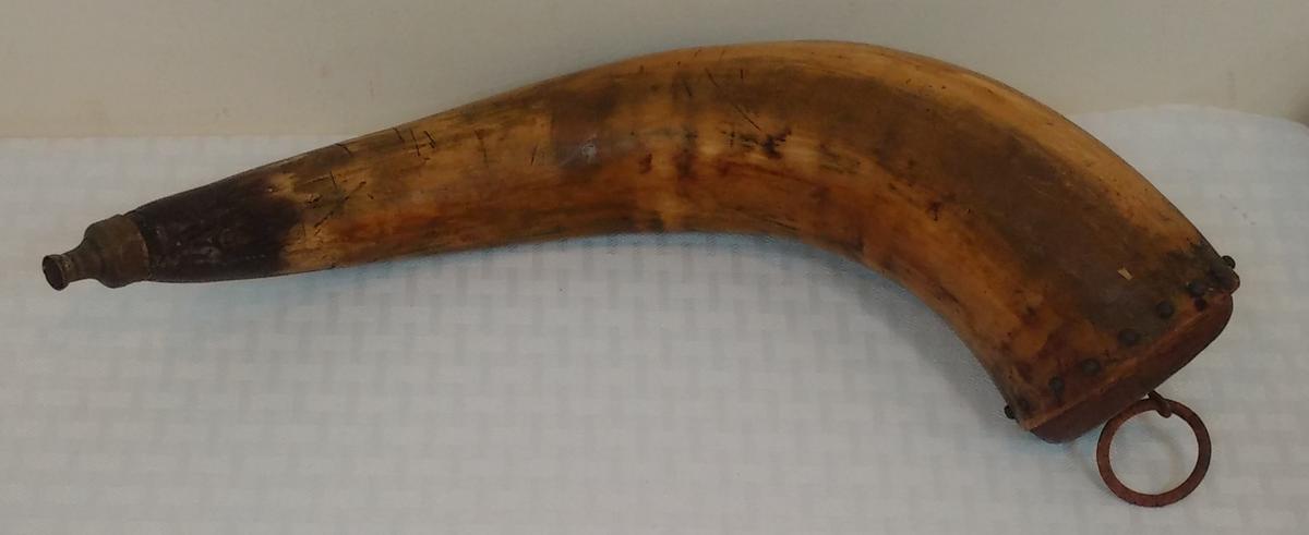 Vintage Antique 15'' Powder Horn Black Powder Gun Ram Old Some Age