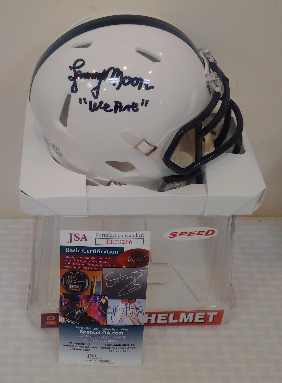 Lenny Moore Penn State Autographed Signed Mini Helmet We Are Inscription JSA COA PSU Paterno Colts