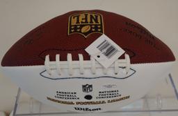 Larry Fitzgerald Autographed Signed NFL Wilson Logo Football White Panel Cardinals JSA Sticker Case