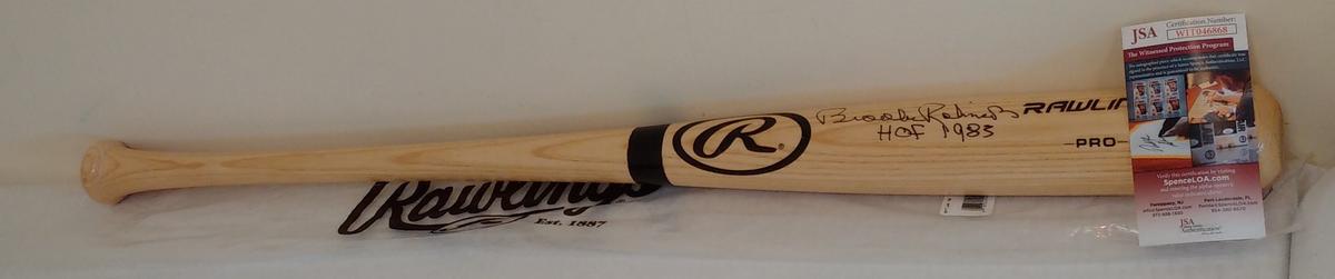 Brooks Robinson Autographed Signed Baseball Bat Orioles HOF Inscription JSA COA Rawlings Full Size