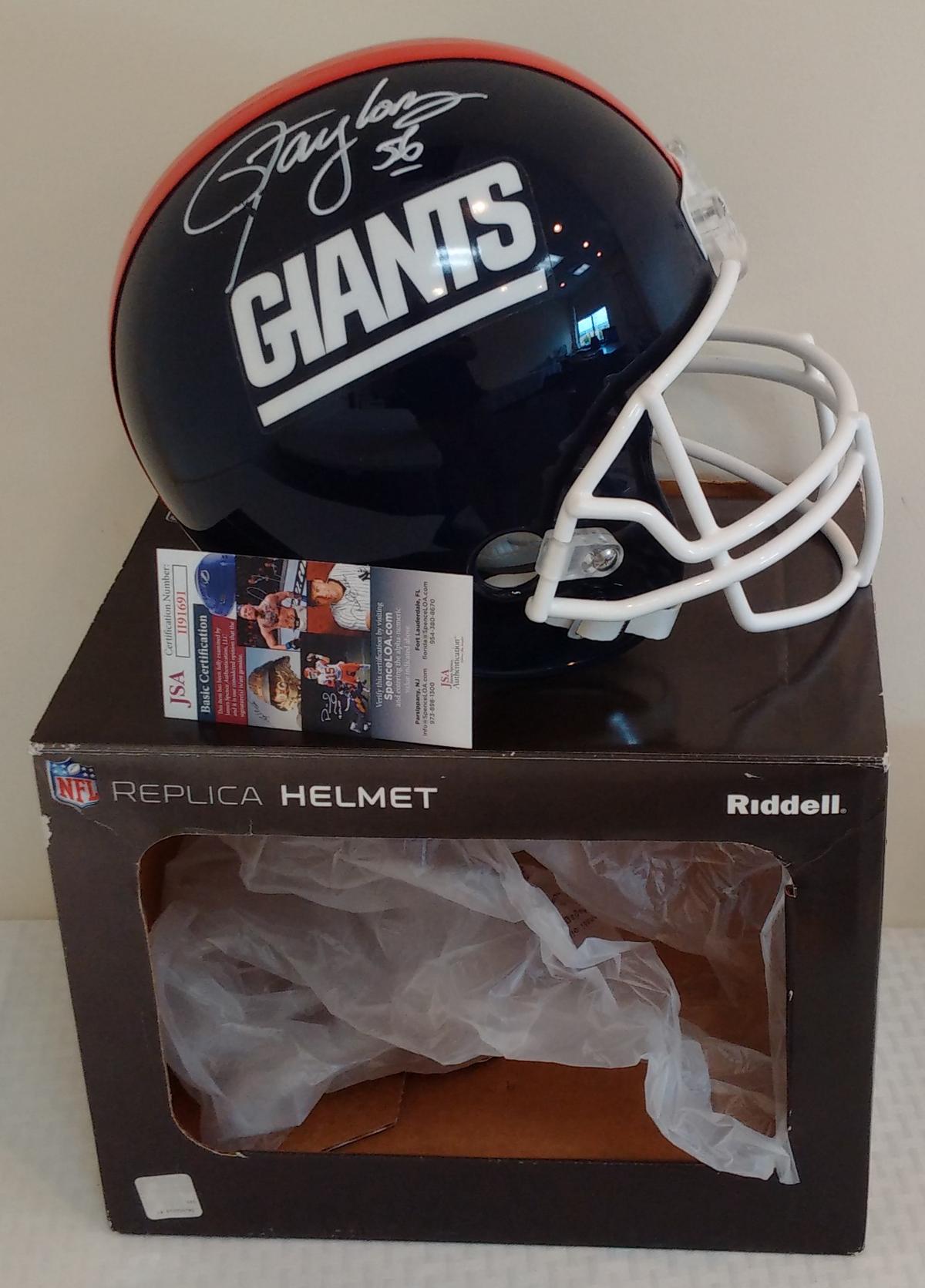 Lawrence Taylor Autographed Singed NFL Football Riddell Full Size Helmet JSA COA Giants HOF LT + Box