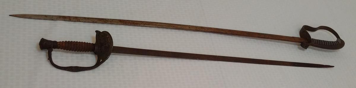 2 Vintage Antique Metal Sword Dagger Lot 33'' C.K. & Co German Artillery Pre World War I Carl Kaiser