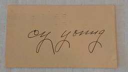 Vintage Cy Young Autographed Signed Card Postcard Full JSA Letter MLB Baseball HOF Paper Dated 1946