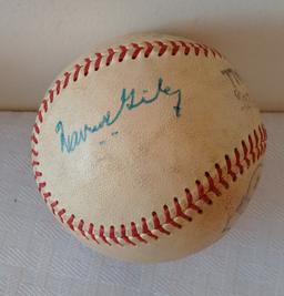 Satchel Paige Warren Giles Dual Signed Autographed Baseball JSA LOA HOF Vintage Huber Energized Ball