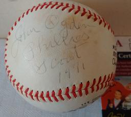 Autographed Signed John Jack Ogden Spalding Feeney Baseball Ball JSA 1971 Scout Inscription Team 1/1