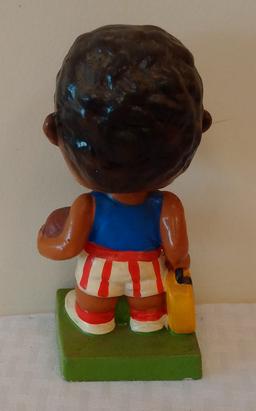 Vintage 1960s Basketball Bobblehead Bobble Nodder Square Green Base Harlem Globetrotters NBA