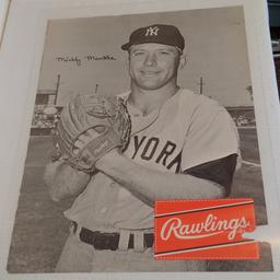 Vintage Early 1960s Rawlings Advertising Store Display Poster Mickey Mantle Yankees Very Rare 22x28