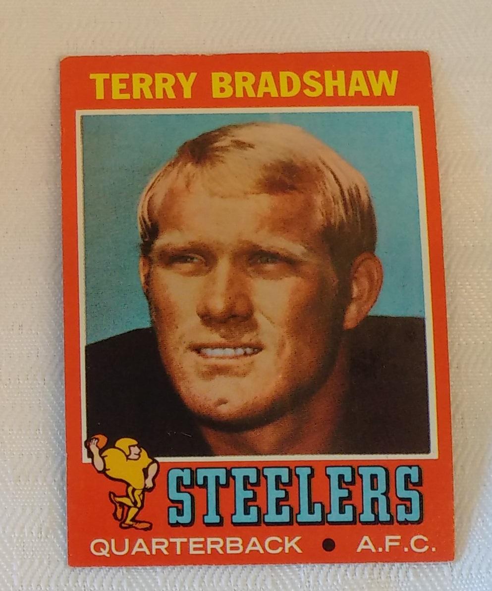 Key Vintage 1971 Topps NFL Football Rookie Card #156 Terry Bradshaw Steelers HOF